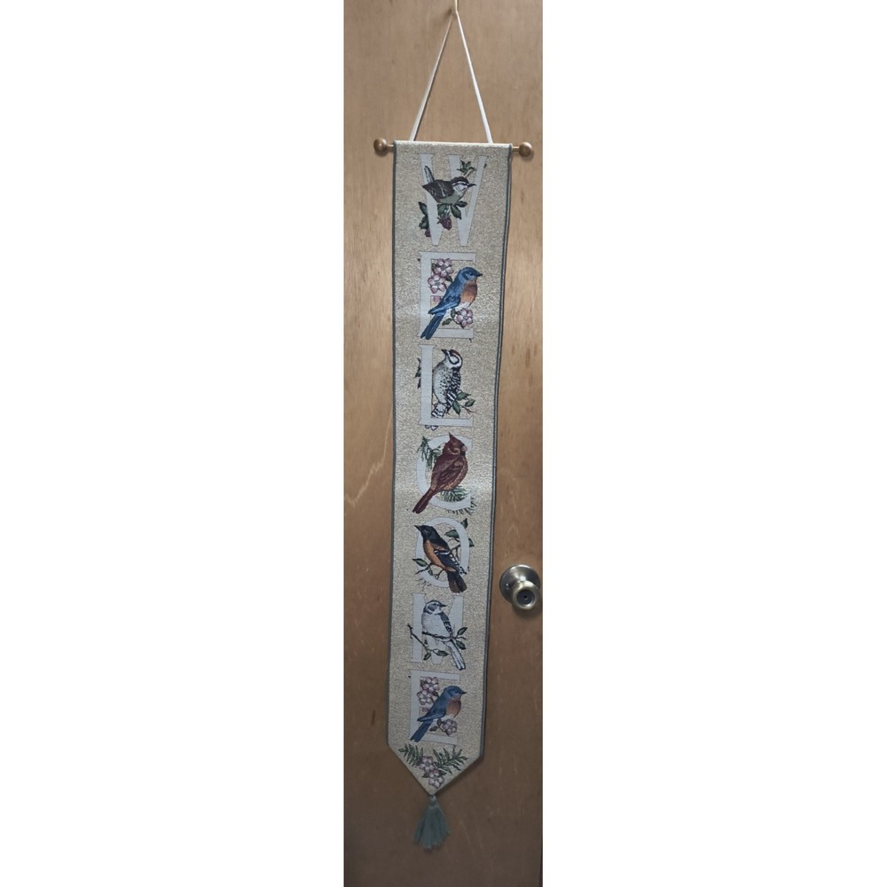 Bird Watchers Welcome Tapestry Wall Hanging Decor Cardinal Bluebird Woodpecker‎